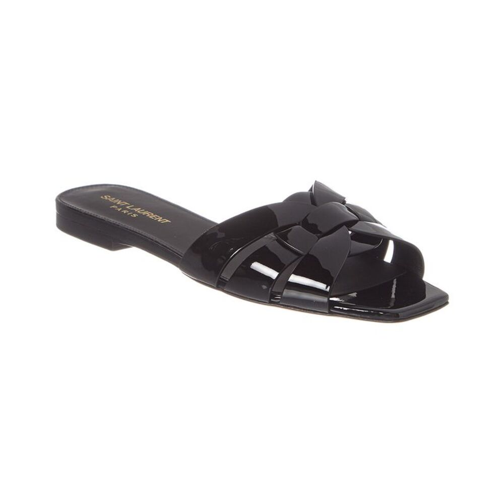 Saint Laurent Tribute Patent Sandal, Black